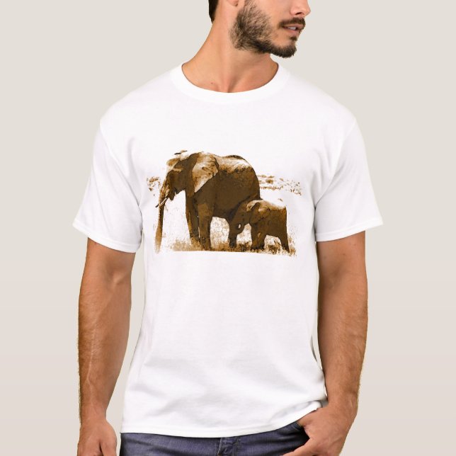 Elephant & Baby Elephant T-Shirt (Front)