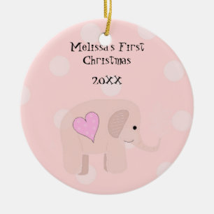 Elephant Baby First Christmas Ceramic Ornament