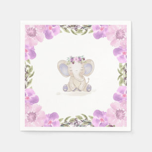 Elephant Baby Girl Baby Shower Napkins