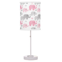 Elephant Baby Girl Pink Gray Nursery Table Lamp