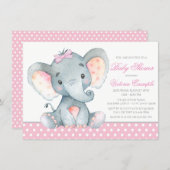 Elephant Baby Girl Shower Invitations (Front/Back)