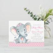Elephant Baby Girl Shower Invitations (Standing Front)
