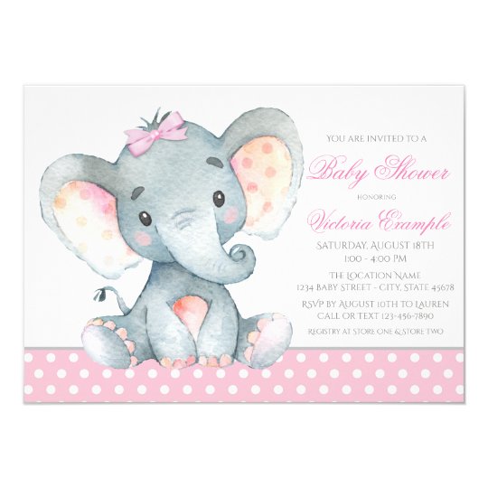 Baby Shower Invitations For Girls Elephants 8