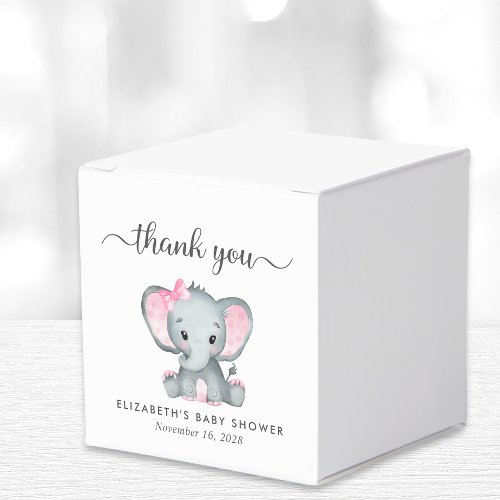 Elephant Baby Girl Shower Thank You Favor Boxes