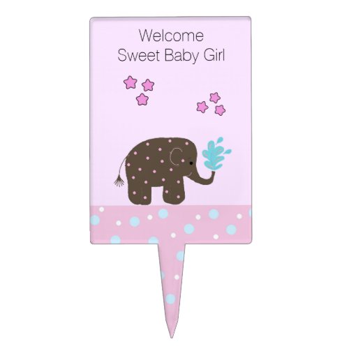Elephant Baby Girl Welcome Cake Topper