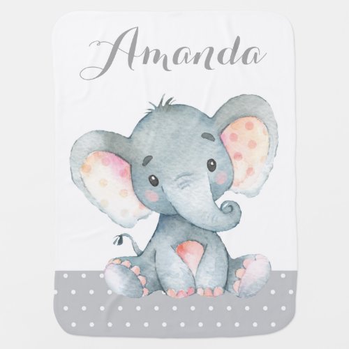 Elephant Baby Gray Baby Blanket