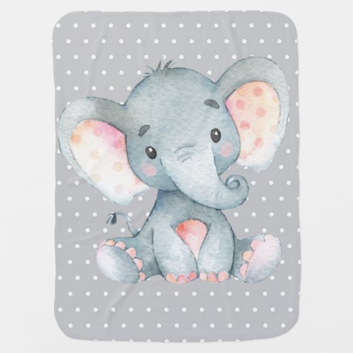 Elephant Baby Gray Baby Blanket