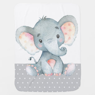Elephant Baby Gray Baby Blanket