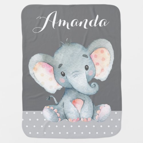 Elephant Baby Gray Baby Blanket