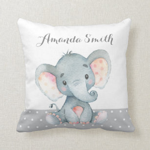 Elephant Baby Gray Throw Pillow