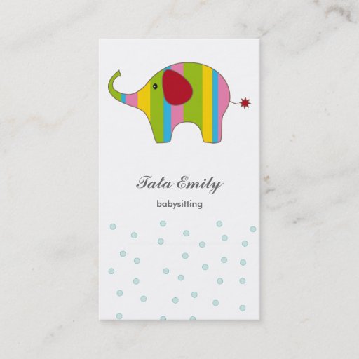 Customizable Elephant Baby Infant vertical Business Card