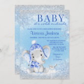 Elephant Baby its Cold Outside Baby Shower Invitation (Front/Back)