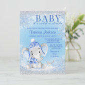 Elephant Baby its Cold Outside Baby Shower Invitation (Standing Front)