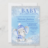 Elephant Baby its Cold Outside Baby Shower Invitation