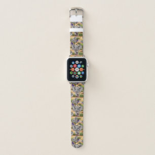 Elephant Baby Jumping Happy in African Savannah Apple Watch Band