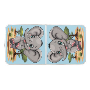 Elephant Baby Jumping Happy in African Savannah Beer Pong Table