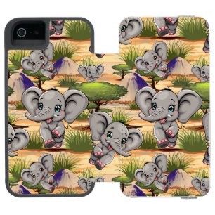 Elephant Baby Jumping Happy in African Savannah iPhone SE/5/5s Wallet Case
