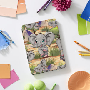 Elephant Baby Jumping Happy in African Savannah iPad Pro Cover