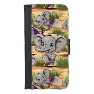 Elephant Baby Jumping Happy in African Savannah iPhone 8/7 Wallet Case