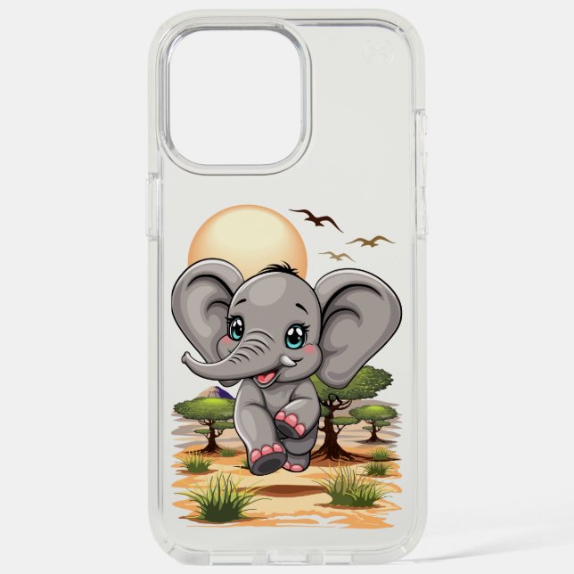 Elephant Baby Jumping Happy in African Savannah Speck iPhone Case (Front)