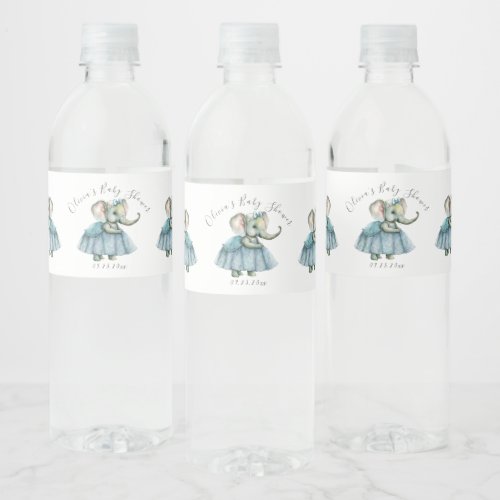 Elephant Baby Personalized Name Girl Shower Water Bottle Label