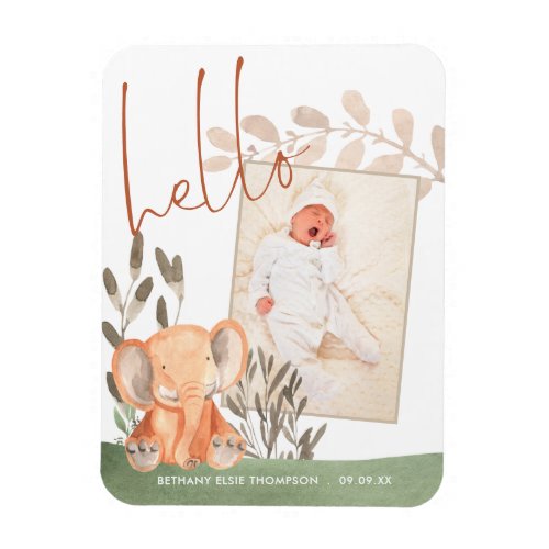 Elephant Baby Photo Keepsake Birth Announcement Magnet