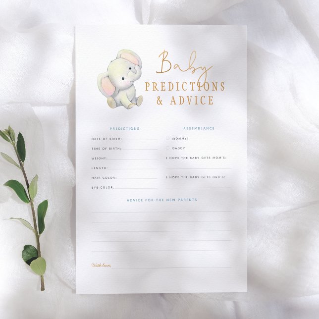 Elephant Baby Predictions & Advice Shower Game (Creator Uploaded)