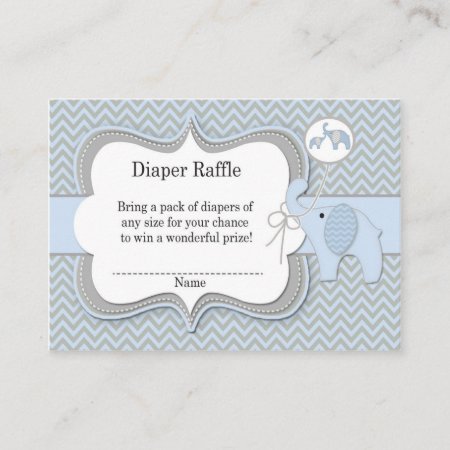 Elephant Baby Raffle Chevron Print Enclosure Card
