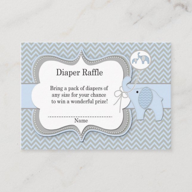 Elephant Baby Raffle Chevron Print Enclosure Card (Front)