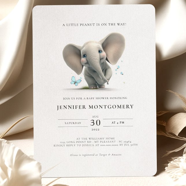 Elephant Baby Shower A little Peanut on the Way Invitation (Creator Uploaded)