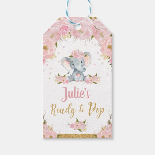 Elephant Baby Shower About to Pop Favor Gift Tags