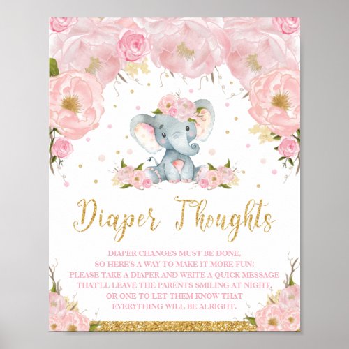 Elephant Baby Shower Activity Diaper Thoughts Poster