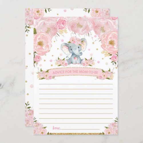 Elephant Baby Shower Advice for Mom to Be Card
