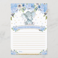 Elephant Baby Shower Advice for Parents to Be Card
