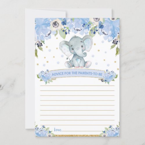 Elephant Baby Shower Advice for Parents to Be Card