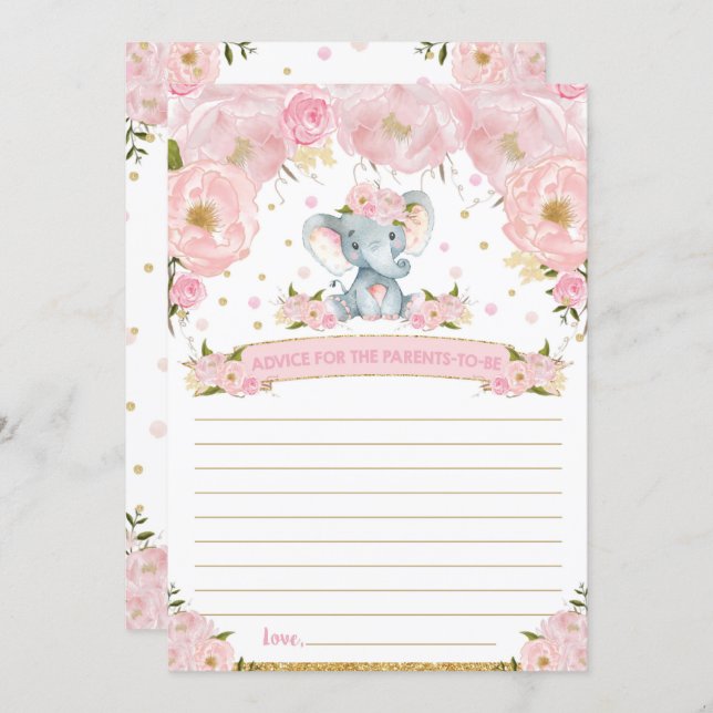 Elephant Baby Shower Advice for Parents to Be Card (Front/Back)