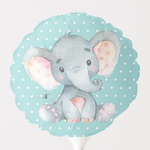 Elephant Baby Shower Aqua and Gray Balloon