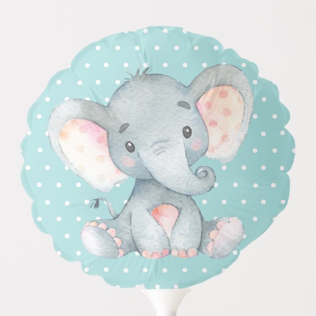 Elephant Baby Shower Aqua and Gray Balloon (Front)