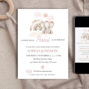 Elephant Baby Shower, Baby Girl Pastel Invitation