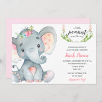 Elephant baby shower baby girl shower invitations