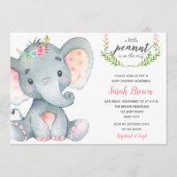 Elephant baby shower baby girl shower invitations