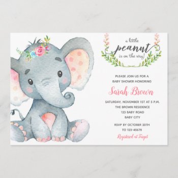 Elephant Baby Shower Baby Girl Shower Invitations by CallaChic at Zazzle