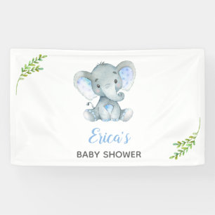 Elephant Baby Shower Backdrop Banner (Boy) Simple