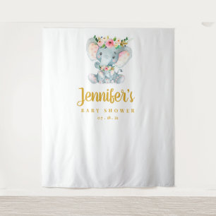 Elephant Baby Shower Backdrop, Photo Booth Prop