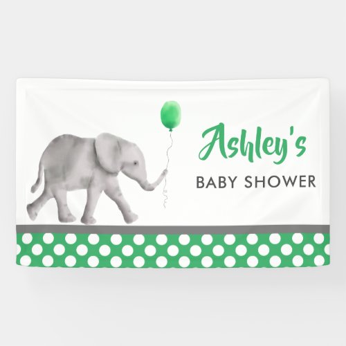 Elephant Baby Shower Banner Green Welcome Sign
