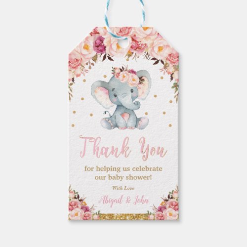 Elephant Baby Shower Birthday Thank You Favor  Gift Tags