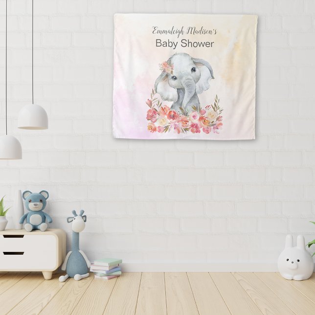 Elephant Baby Shower Boho Chic Tapestry (Creator Uploaded)