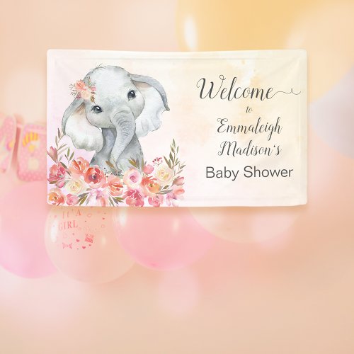 Elephant Baby Shower Boho Chic Welcome Banner