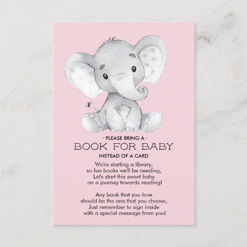 Elephant Baby Shower Book for Baby Card