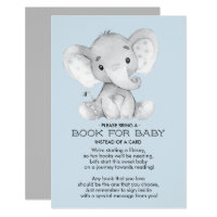 Elephant Baby Shower Book for Baby Card